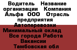 Водитель › Название организации ­ Компания Альфа, ООО › Отрасль предприятия ­ Автоперевозки › Минимальный оклад ­ 1 - Все города Работа » Вакансии   . Тамбовская обл.,Моршанск г.